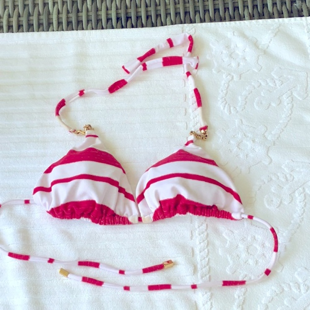 Red and white striped Vix bikini top (bottom sold separately)